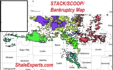 Map : Oklahoma E&P Bankruptcies, STACK/SCOOP/Granite Wash
