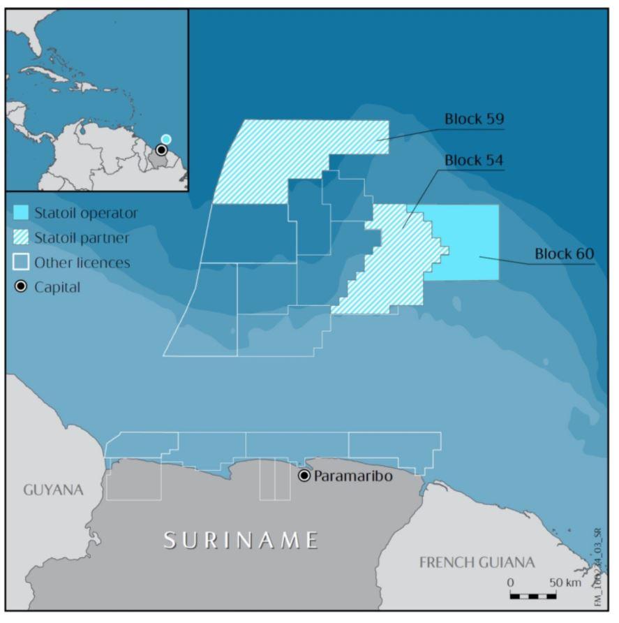 Statoil Expands Presence Offshore Suriname; Two New Exploration Licenses