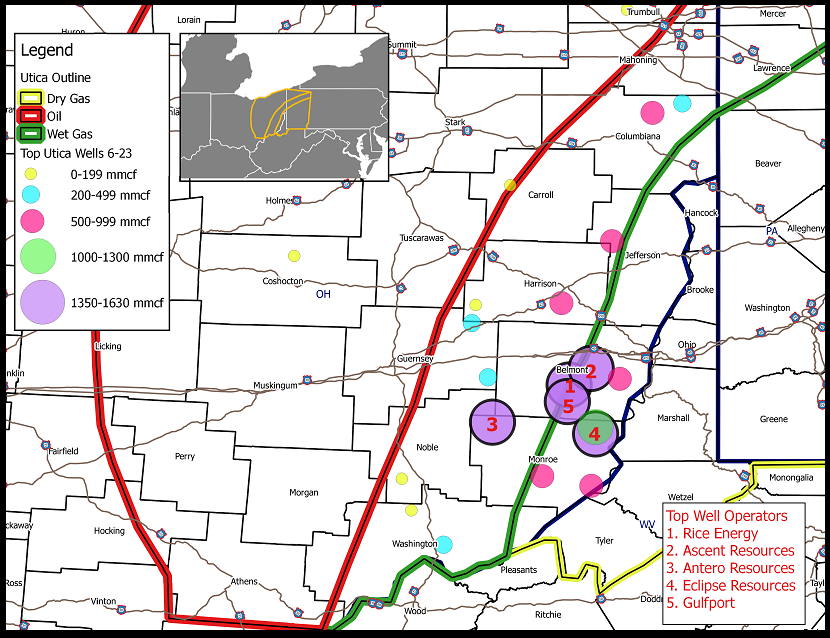 Top Utica Gas Producers (Jan - March 2016)